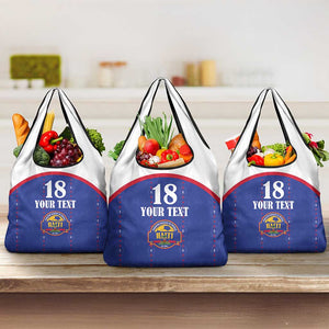 Custom Afro-Haitians Football Pride Grocery Bag Les Grenadiers Veve Vodou Blue Version - African Pride