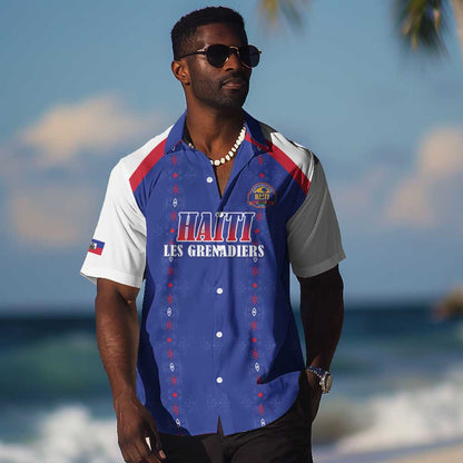 Custom Afro-Haitians Football Pride Hawaiian Shirt Les Grenadiers Veve Vodou Blue Version - African Pride