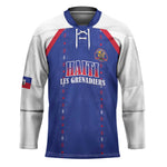 Custom Afro-Haitians Football Pride Hockey Jersey Les Grenadiers Veve Vodou Blue Version