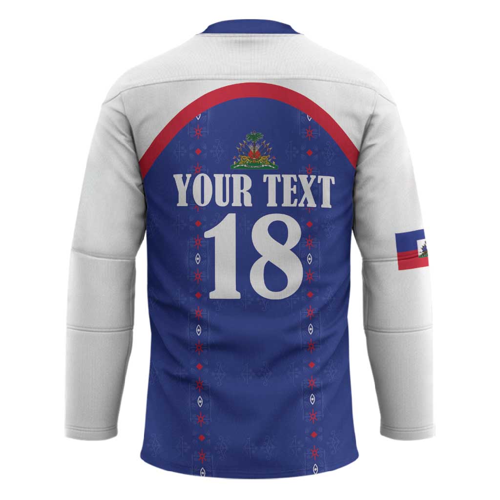 Custom Afro-Haitians Football Pride Hockey Jersey Les Grenadiers Veve Vodou Blue Version