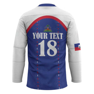 Custom Afro-Haitians Football Pride Hockey Jersey Les Grenadiers Veve Vodou Blue Version