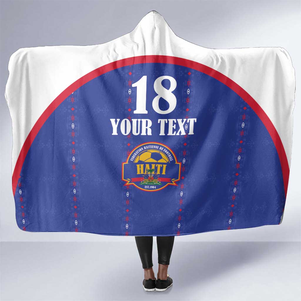 Custom Afro-Haitians Football Pride Hooded Blanket Les Grenadiers Veve Vodou Blue Version - African Pride