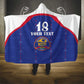 Custom Afro-Haitians Football Pride Hooded Blanket Les Grenadiers Veve Vodou Blue Version - African Pride