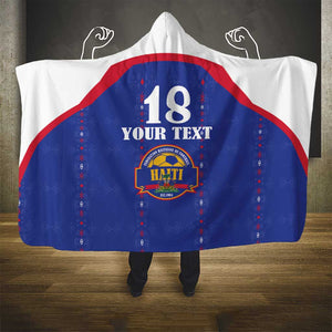 Custom Afro-Haitians Football Pride Hooded Blanket Les Grenadiers Veve Vodou Blue Version - African Pride
