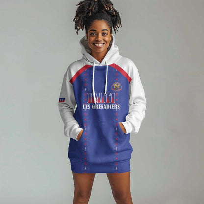 Custom Afro-Haitians Football Pride Hoodie Dress Les Grenadiers Veve Vodou Blue Version - African Pride