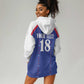 Custom Afro-Haitians Football Pride Hoodie Dress Les Grenadiers Veve Vodou Blue Version - African Pride