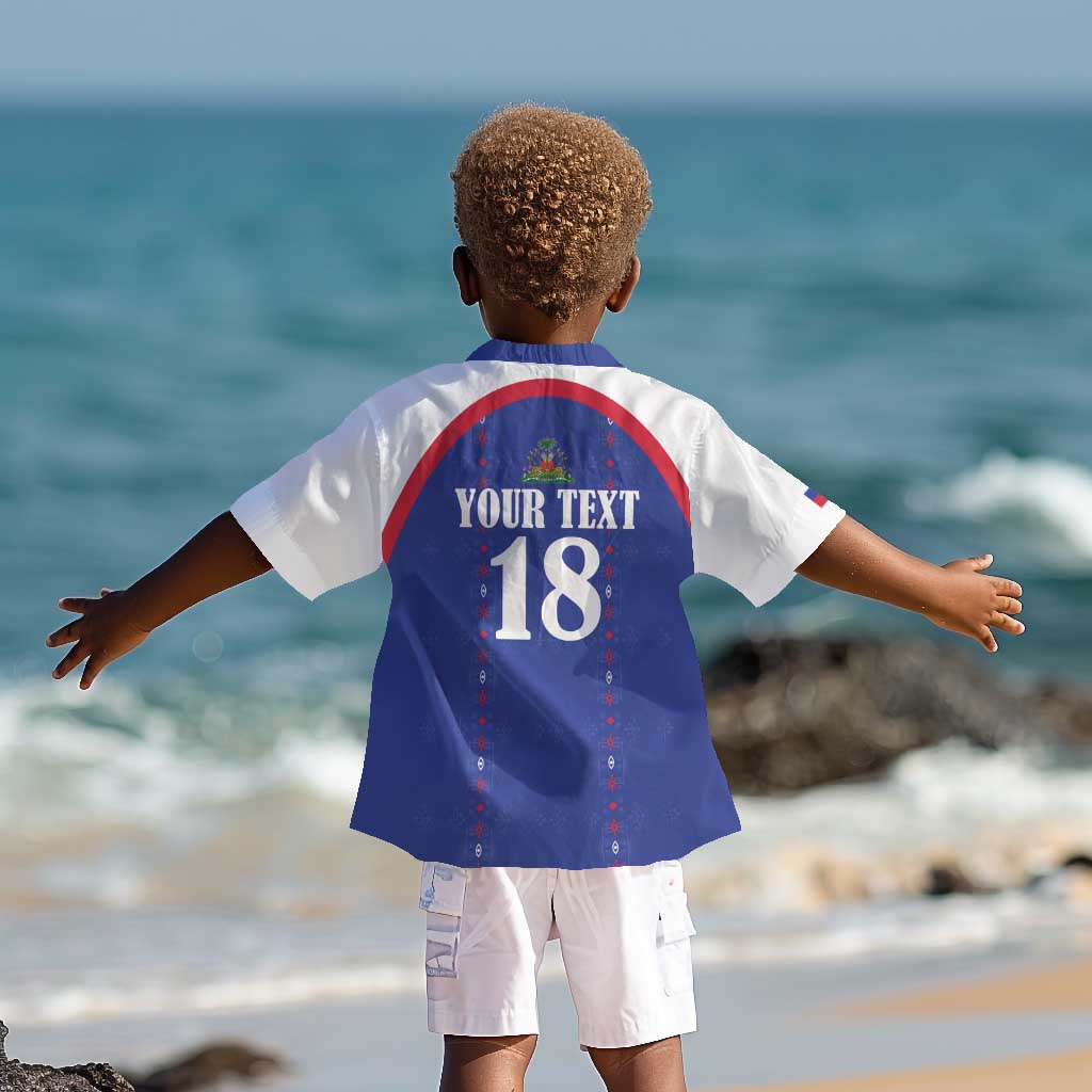 Custom Afro-Haitians Football Pride Kid Hawaiian Shirt Les Grenadiers Veve Vodou Blue Version - African Pride