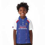 Custom Afro-Haitians Football Pride Kid Polo Shirt Les Grenadiers Veve Vodou Blue Version - African Pride