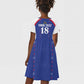 Custom Afro-Haitians Football Pride Kid Short Sleeve Dress Les Grenadiers Veve Vodou Blue Version - African Pride