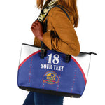 Custom Afro-Haitians Football Pride Leather Tote Bag Les Grenadiers Veve Vodou Blue Version - African Pride
