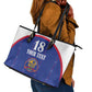 Custom Afro-Haitians Football Pride Leather Tote Bag Les Grenadiers Veve Vodou Blue Version - African Pride