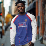 Custom Afro-Haitians Football Pride Long Sleeve Shirt Les Grenadiers Veve Vodou Blue Version - African Pride