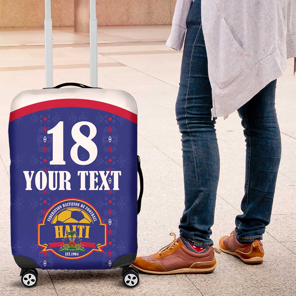 Custom Afro-Haitians Football Pride Luggage Cover Les Grenadiers Veve Vodou Blue Version - African Pride