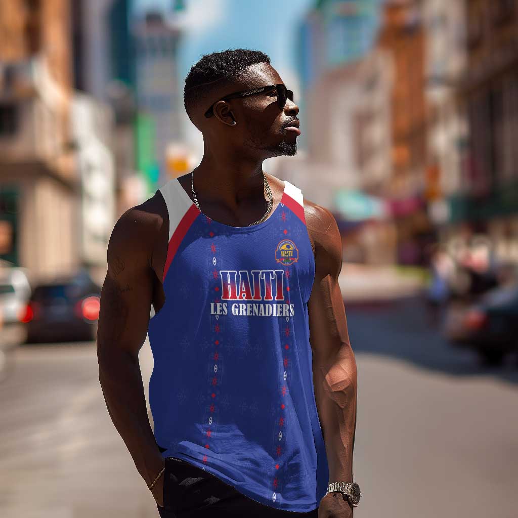 Custom Afro-Haitians Football Pride Men Tank Top Les Grenadiers Veve Vodou Blue Version - African Pride
