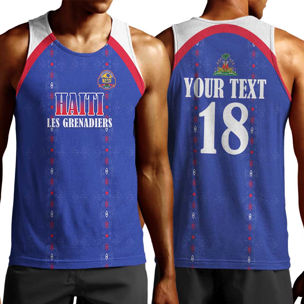 Custom Afro-Haitians Football Pride Men Tank Top Les Grenadiers Veve Vodou Blue Version - African Pride