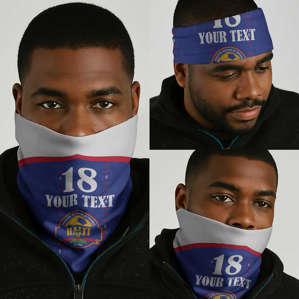Custom Afro-Haitians Football Pride Neck Gaiter Les Grenadiers Veve Vodou Blue Version - African Pride