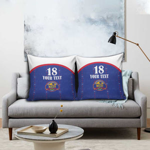 Custom Afro-Haitians Football Pride Pillow Cover Les Grenadiers Veve Vodou Blue Version