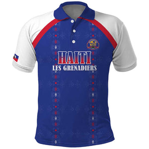 Custom Afro-Haitians Football Pride Polo Shirt Les Grenadiers Veve Vodou Blue Version - African Pride