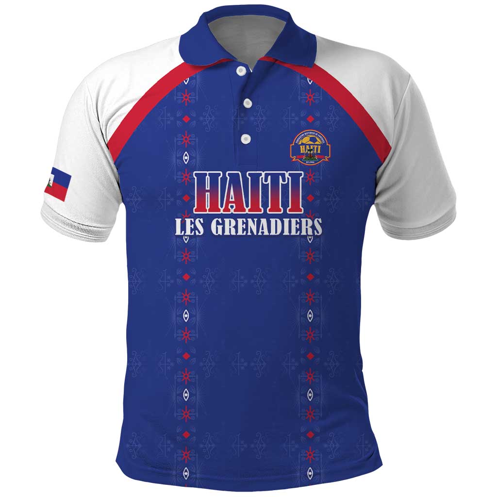 Custom Afro-Haitians Football Pride Polo Shirt Les Grenadiers Veve Vodou Blue Version LT18