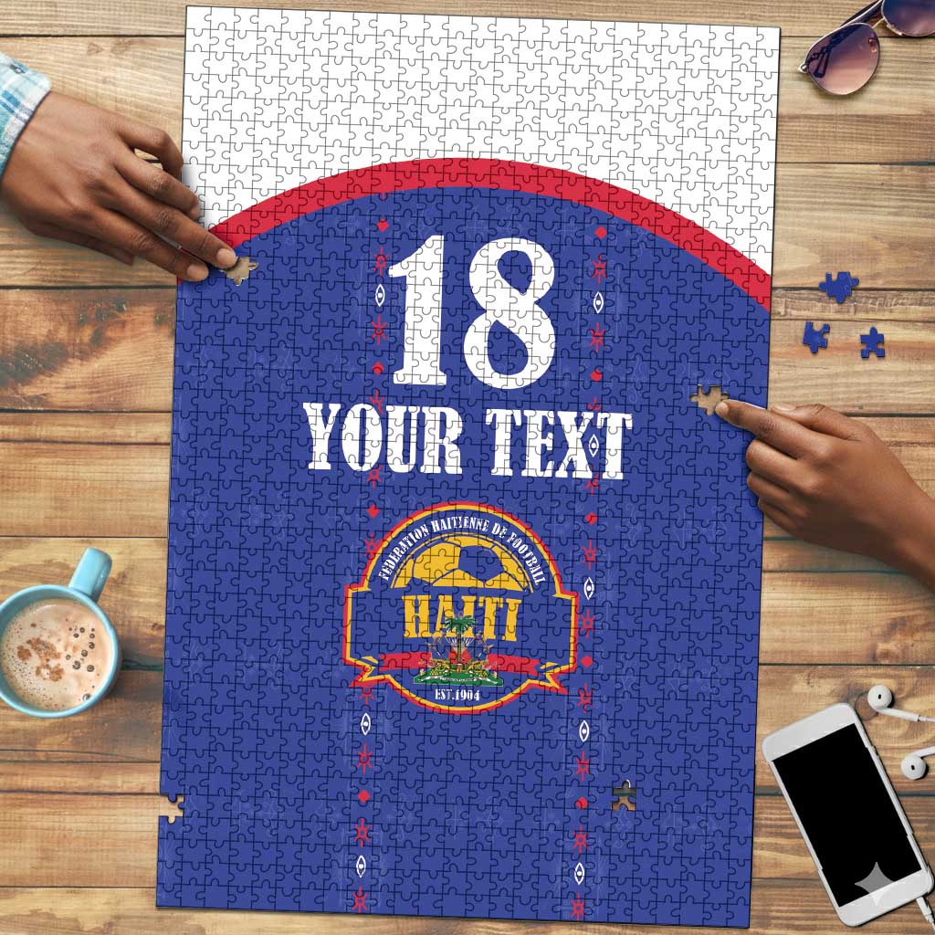 Custom Afro-Haitians Football Pride Puzzle Les Grenadiers Veve Vodou Blue Version