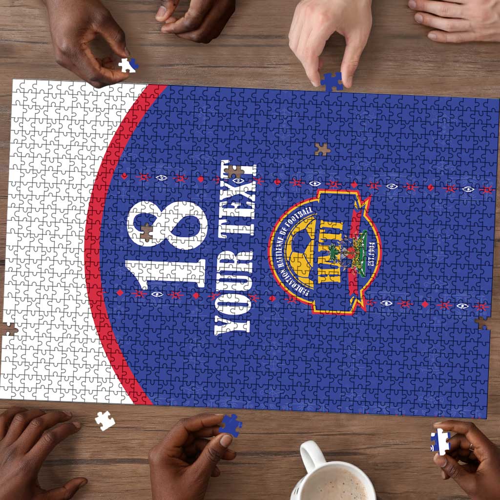Custom Afro-Haitians Football Pride Puzzle Les Grenadiers Veve Vodou Blue Version