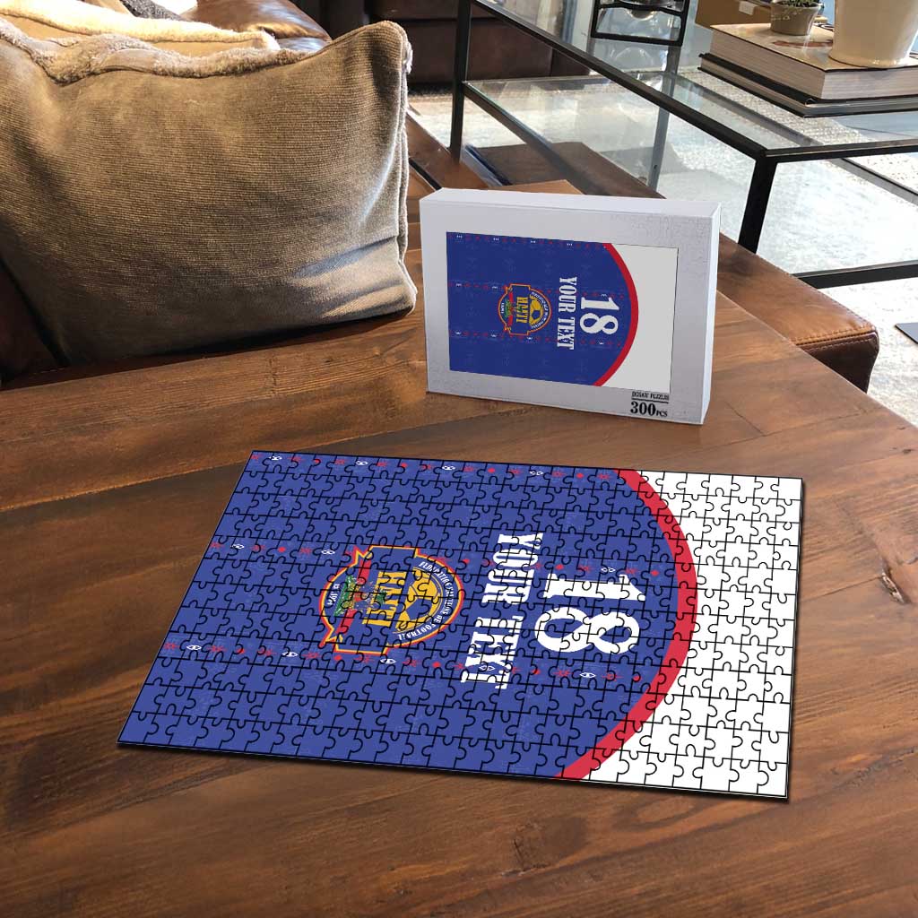 Custom Afro-Haitians Football Pride Puzzle Les Grenadiers Veve Vodou Blue Version