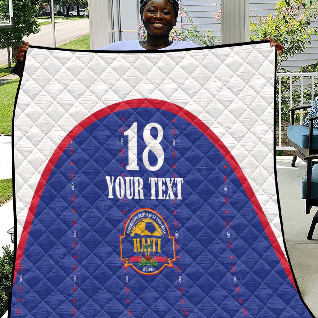Custom Afro-Haitians Football Pride Quilt Les Grenadiers Veve Vodou Blue Version - African Pride