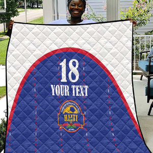 Custom Afro-Haitians Football Pride Quilt Les Grenadiers Veve Vodou Blue Version - African Pride
