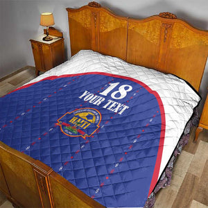 Custom Afro-Haitians Football Pride Quilt Les Grenadiers Veve Vodou Blue Version - African Pride