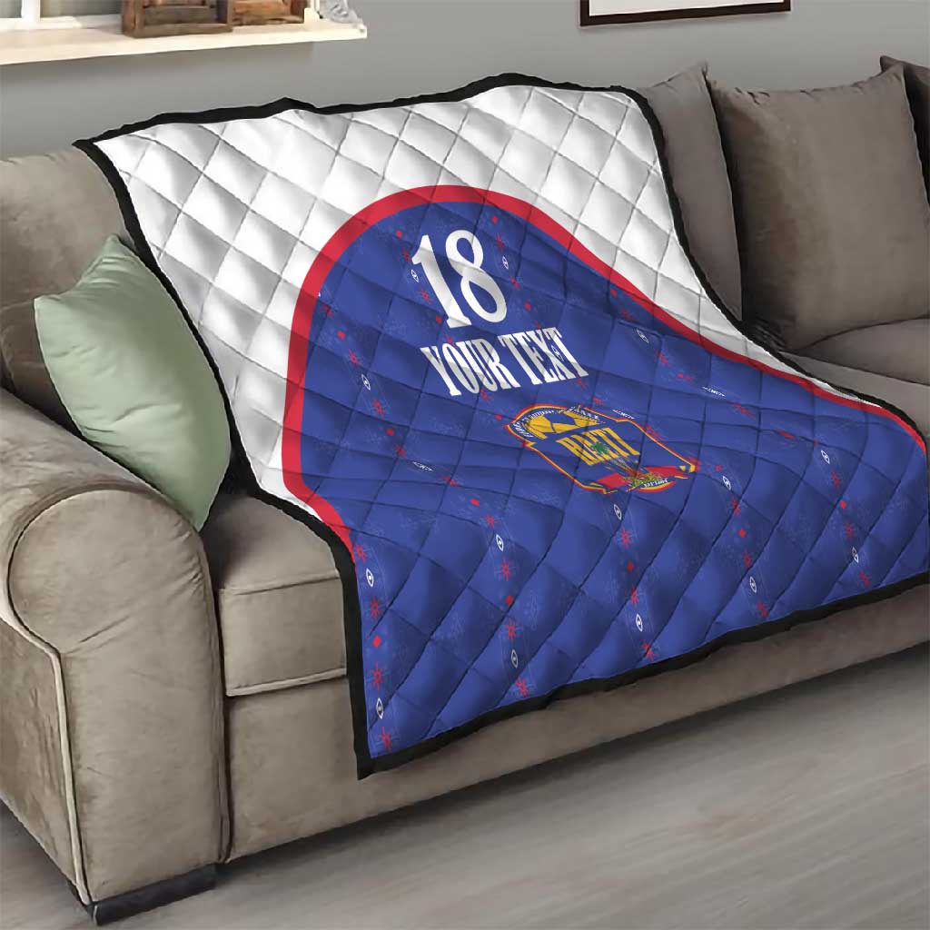 Custom Afro-Haitians Football Pride Quilt Les Grenadiers Veve Vodou Blue Version - African Pride