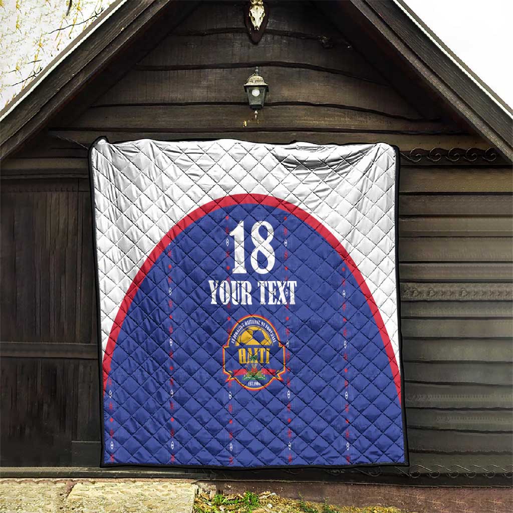 Custom Afro-Haitians Football Pride Quilt Les Grenadiers Veve Vodou Blue Version - African Pride