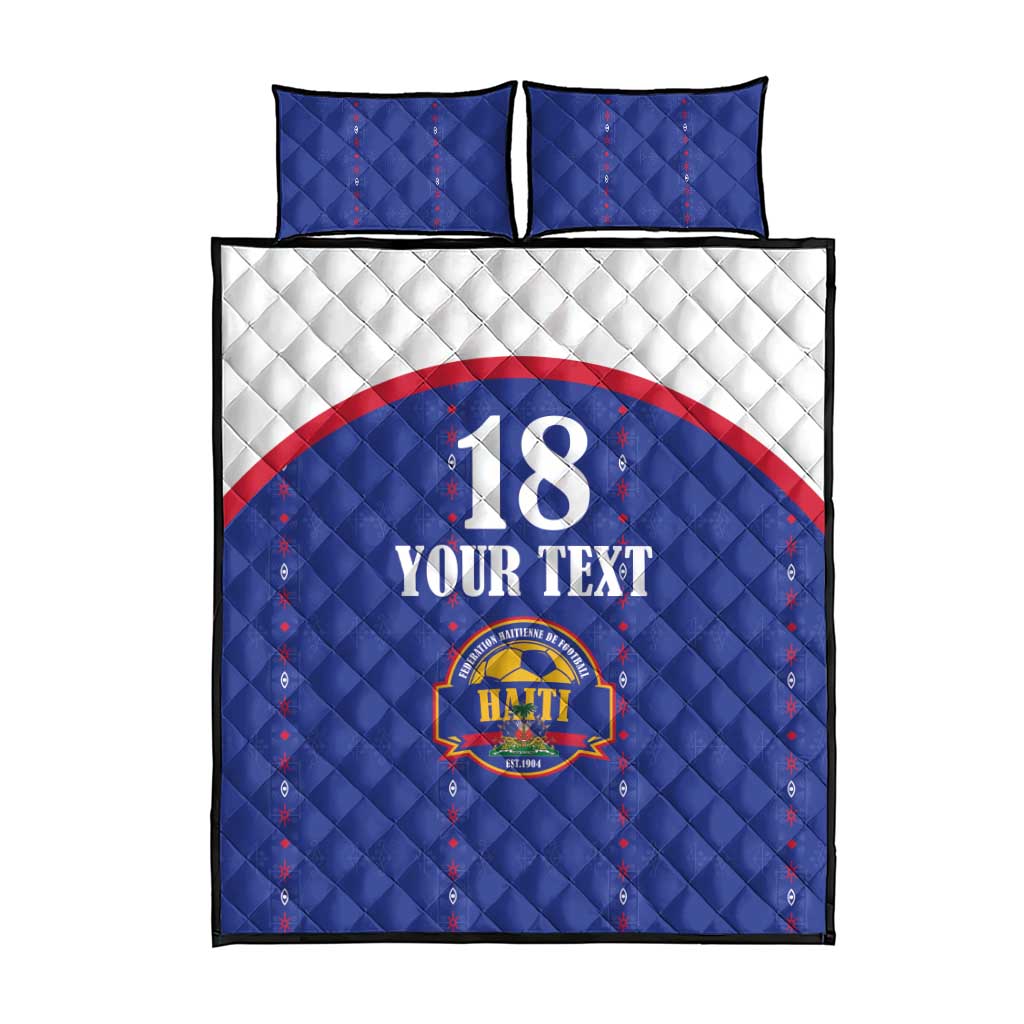 Custom Afro-Haitians Football Pride Quilt Bed Set Les Grenadiers Veve Vodou Blue Version - African Pride