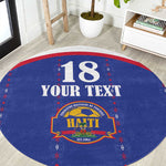 Custom Afro-Haitians Football Pride Round Carpet Les Grenadiers Veve Vodou Blue Version - African Pride