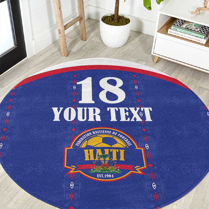 Custom Afro-Haitians Football Pride Round Carpet Les Grenadiers Veve Vodou Blue Version - African Pride