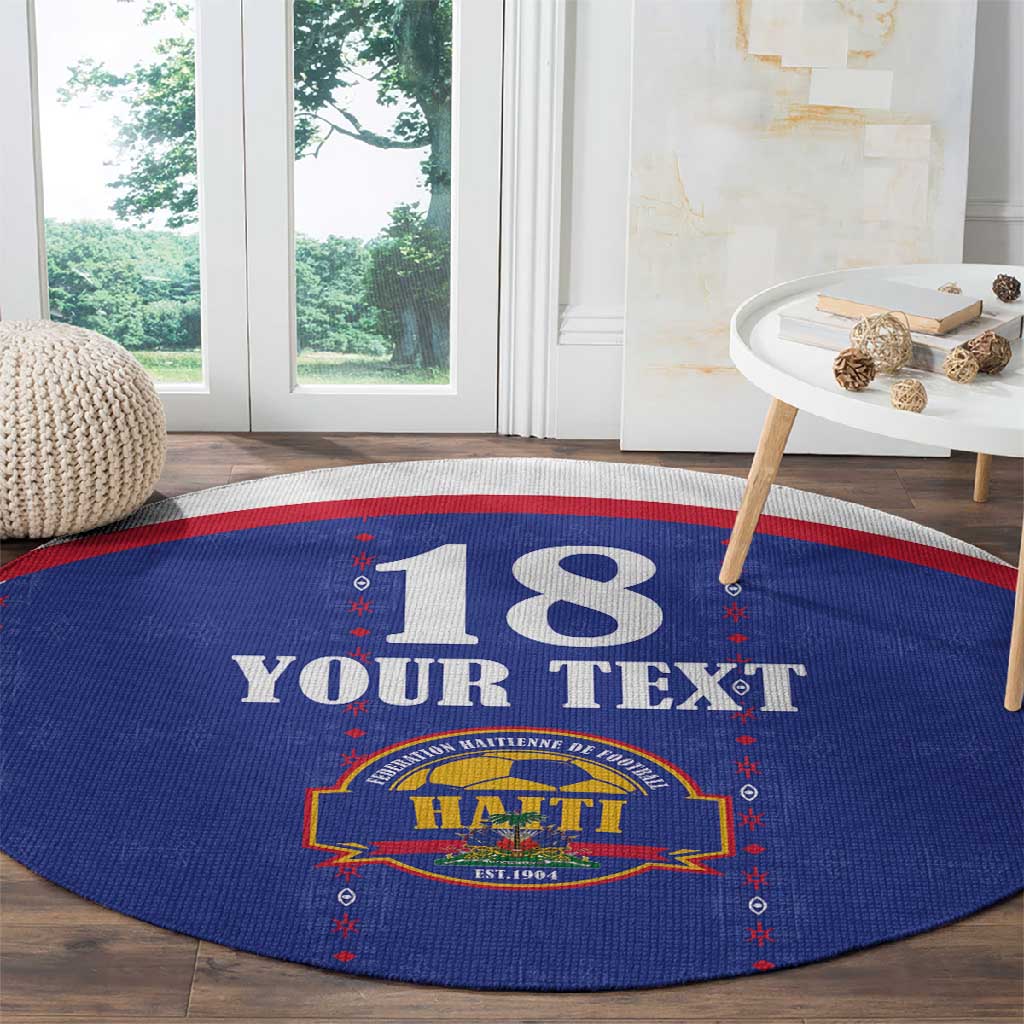 Custom Afro-Haitians Football Pride Round Carpet Les Grenadiers Veve Vodou Blue Version - African Pride