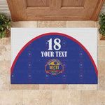 Custom Afro-Haitians Football Pride Rubber Doormat Les Grenadiers Veve Vodou Blue Version - African Pride