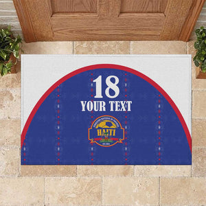 Custom Afro-Haitians Football Pride Rubber Doormat Les Grenadiers Veve Vodou Blue Version - African Pride