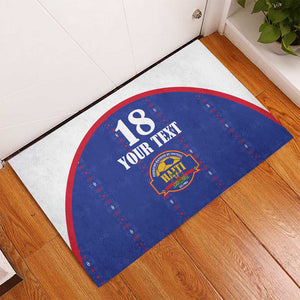 Custom Afro-Haitians Football Pride Rubber Doormat Les Grenadiers Veve Vodou Blue Version - African Pride