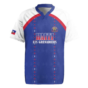Custom Afro-Haitians Football Pride Rugby Jersey Les Grenadiers Veve Vodou Blue Version - African Pride