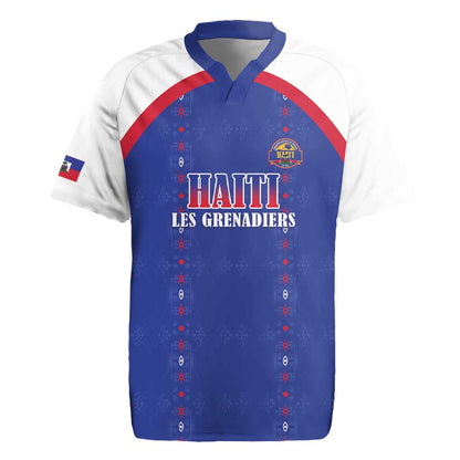 Custom Afro-Haitians Football Pride Rugby Jersey Les Grenadiers Veve Vodou Blue Version - African Pride