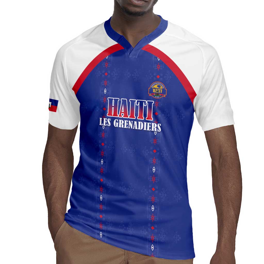 Custom Afro-Haitians Football Pride Rugby Jersey Les Grenadiers Veve Vodou Blue Version - African Pride
