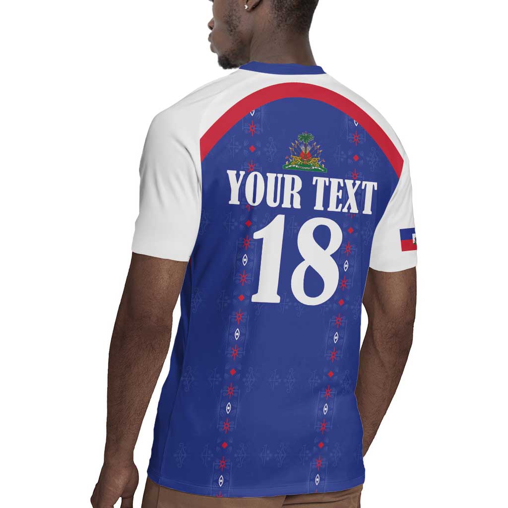 Custom Afro-Haitians Football Pride Rugby Jersey Les Grenadiers Veve Vodou Blue Version - African Pride