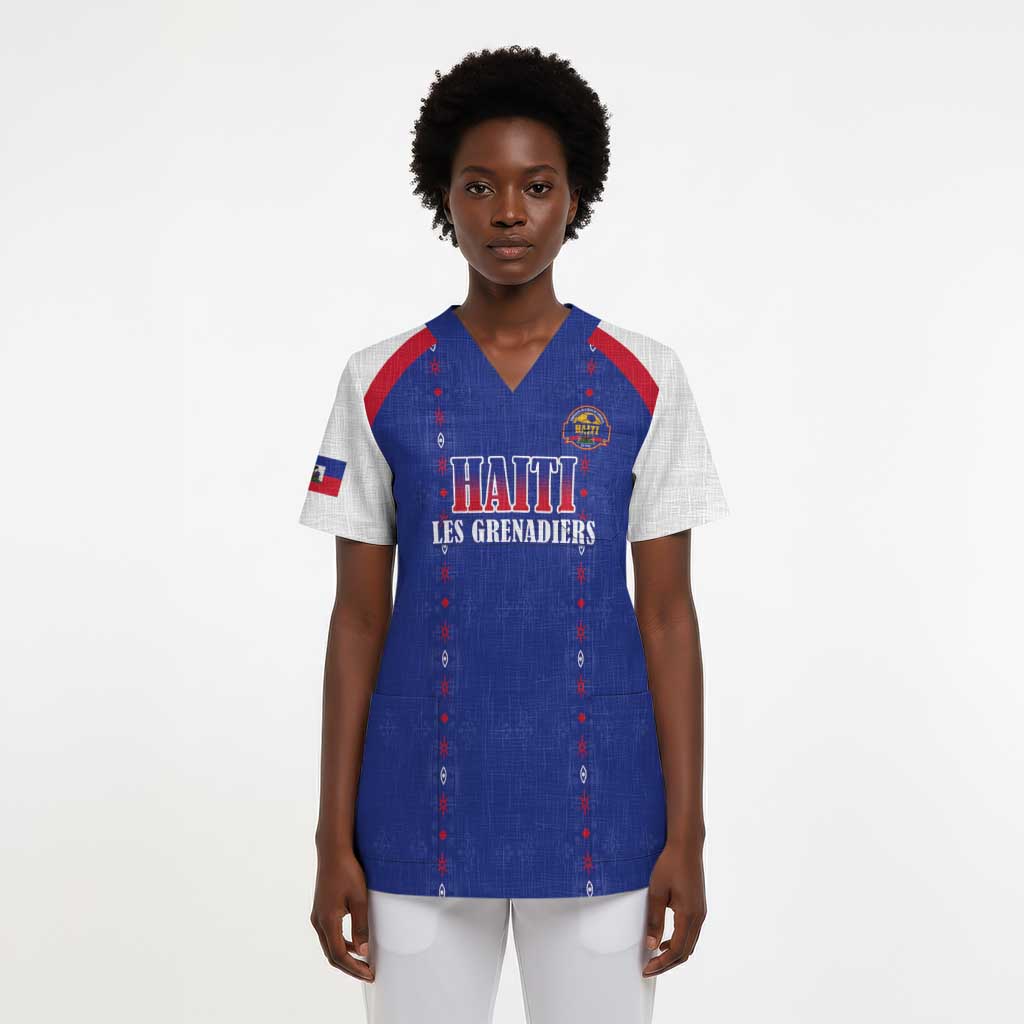Custom Afro-Haitians Football Pride Scrub Top Les Grenadiers Veve Vodou Blue Version - African Pride