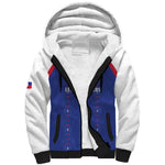Custom Afro-Haitians Football Pride Sherpa Hoodie Les Grenadiers Veve Vodou Blue Version - African Pride