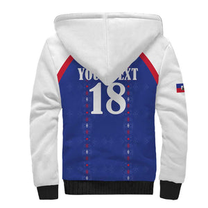 Custom Afro-Haitians Football Pride Sherpa Hoodie Les Grenadiers Veve Vodou Blue Version - African Pride
