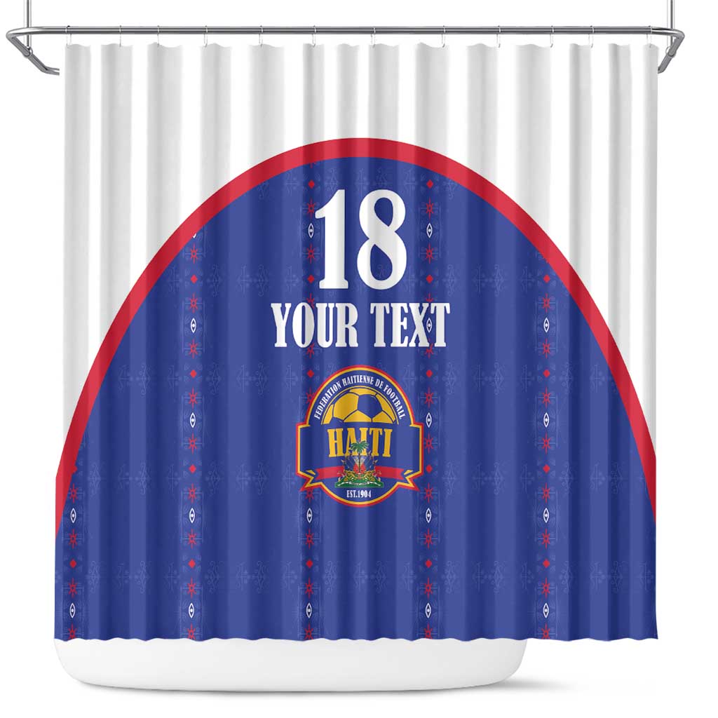 Custom Afro-Haitians Football Pride Shower Curtain Les Grenadiers Veve Vodou Blue Version - African Pride