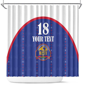Custom Afro-Haitians Football Pride Shower Curtain Les Grenadiers Veve Vodou Blue Version - African Pride