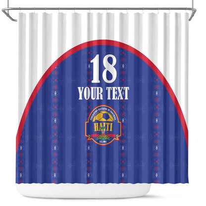 Custom Afro-Haitians Football Pride Shower Curtain Les Grenadiers Veve Vodou Blue Version - African Pride