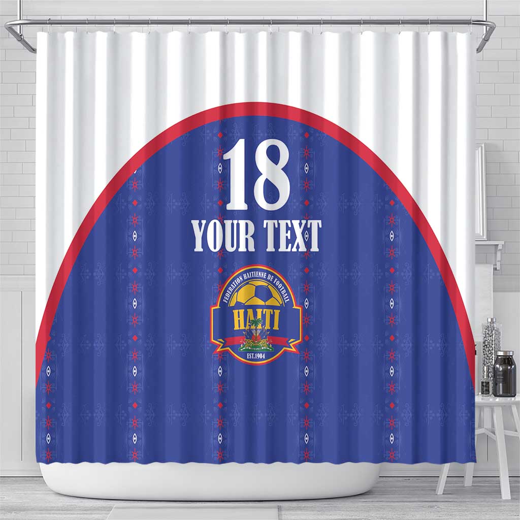 Custom Afro-Haitians Football Pride Shower Curtain Les Grenadiers Veve Vodou Blue Version - African Pride