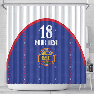 Custom Afro-Haitians Football Pride Shower Curtain Les Grenadiers Veve Vodou Blue Version - African Pride